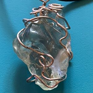 Artisan Wire-Wrapped Clear Stone Pendant